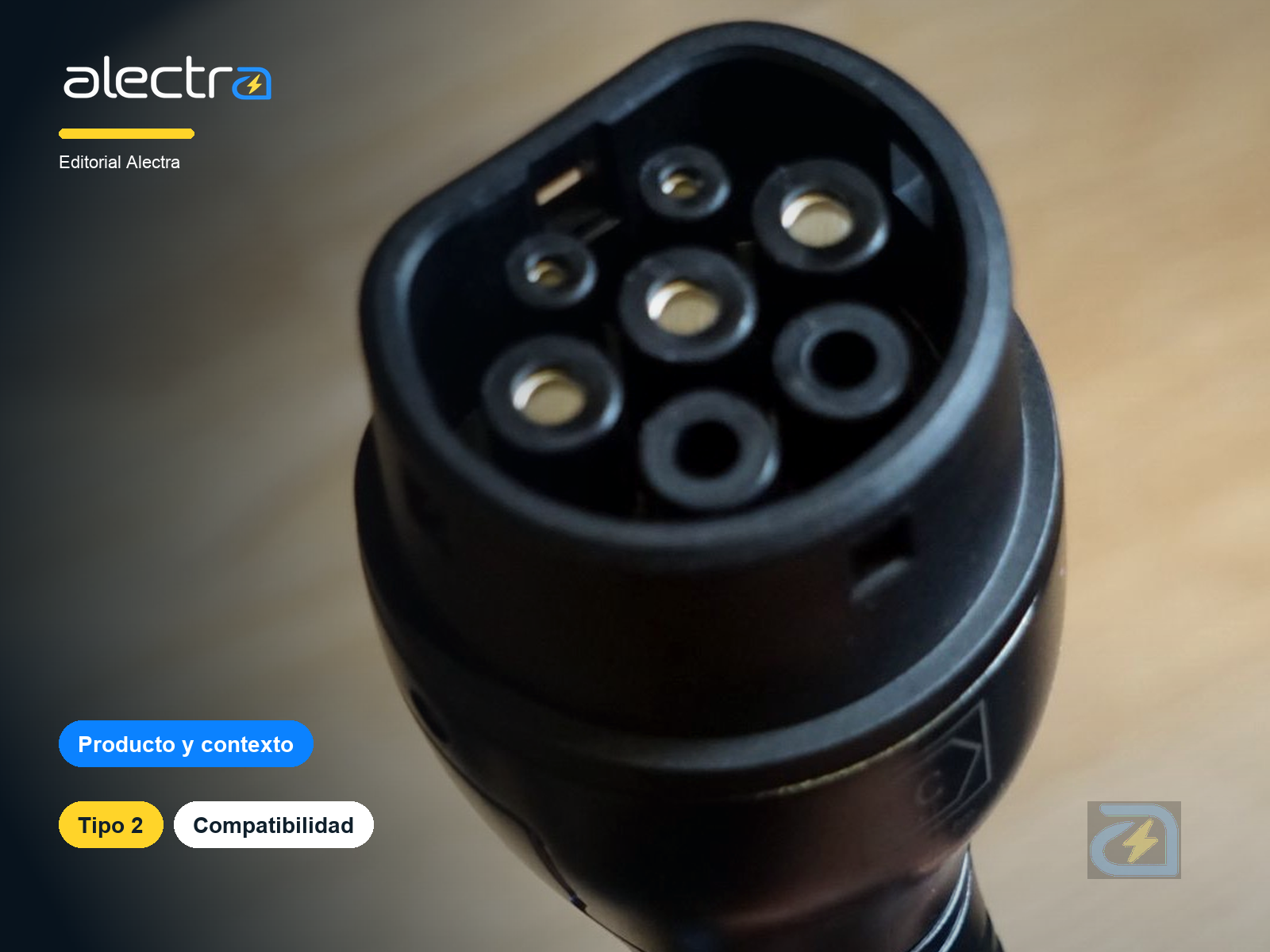 Ilustracion de auto electrico y conector Tipo 2 validado